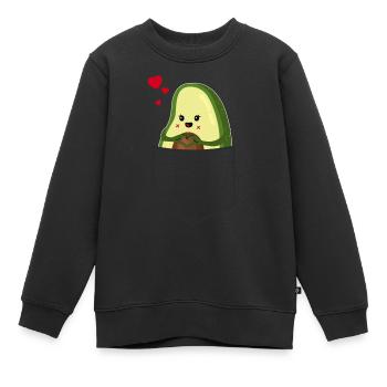 avocado in Brusttasche - Herz - Lustig - Muttertag - Kinder Premium Organic Sweatshirt - Schwarz - Vorne - AI Model Kid Female (0cm)