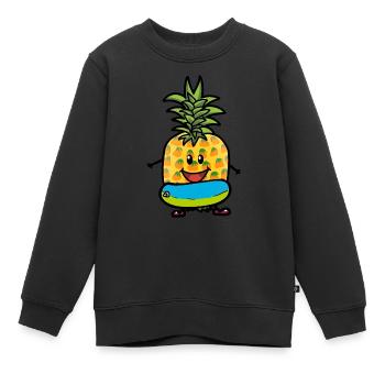 Vitamine Aktive Ananas Sommer Ferien Frucht Obst - Kinder Premium Organic Sweatshirt - Schwarz - Vorne - AI Model Kid Female (0cm)