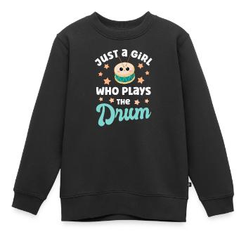 Trommel Trommelspielerin - Kinder Premium Organic Sweatshirt - Schwarz - Vorne - AI Model Kid Female (0cm)