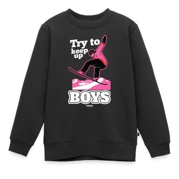 Snowboard Girl Try To Keep Up Boys - Kinder Premium Organic Sweatshirt - Schwarz - Vorne - AI Model Kid Female (0cm)