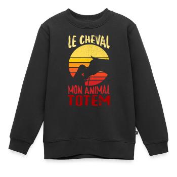 le cheval, mon animal totem - humour - Sweat Premium enfant bio - noir - Devant - AI Model Kid Female (0cm)