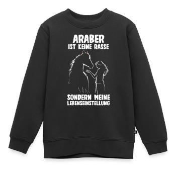 Pferd Reitsport Reiten Pferdesport Araber - Kinder Premium Organic Sweatshirt - Schwarz - Vorne - AI Model Kid Female (0cm)