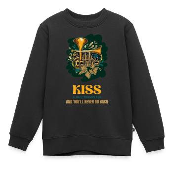 KÜSSE EINEN JAZZTROMPETER UND DU WIRST NIE BACH SPIELEN - Kinder Premium Organic Sweatshirt - Schwarz - Vorne - AI Model Kid Female (0cm)