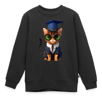 Bachelor Cat Studies Graduate School Leaving Certificate - Sweat Premium enfant bio - noir - Devant - AI Model Kid Female (0cm)
