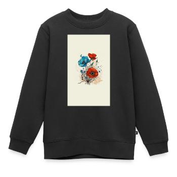 Mohnblumen - Kinder Premium Organic Sweatshirt - Schwarz - Vorne - AI Model Kid Female (0cm)