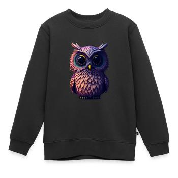 Hibou 1 - Sweat Premium enfant bio - noir - Devant - AI Model Kid Female (0cm)