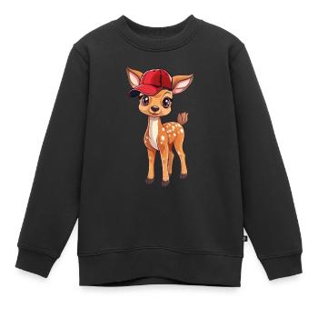 Fauve à casquette rouge - Sweat Premium enfant bio - noir - Devant - AI Model Kid Female (0cm)