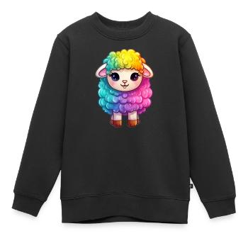 Buntes Schaf Regenbogen LGBTQ Tier Wolle Gender - Kinder Premium Organic Sweatshirt - Schwarz - Vorne - AI Model Kid Female (0cm)