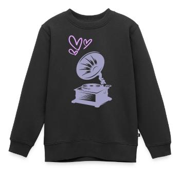 Musik Vintage Grammophon - Kinder Premium Organic Sweatshirt - Schwarz - Vorne - AI Model Kid Female (0cm)
