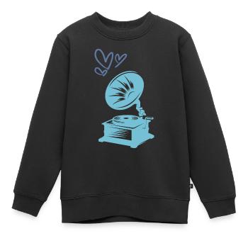Musik Grammophon Retro - Kinder Premium Organic Sweatshirt - Schwarz - Vorne - AI Model Kid Female (0cm)