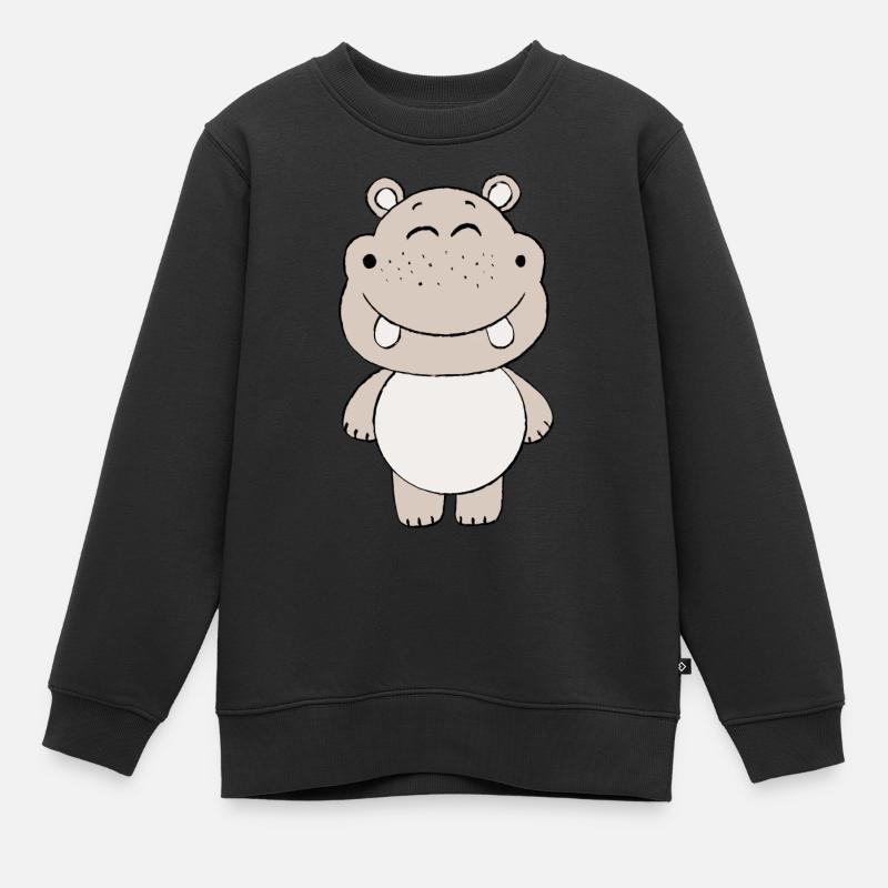 Nilpferd - Kinder Premium Organic Sweatshirt - Schwarz
