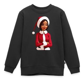 Père Noël / Père Noël - Sweat Premium enfant bio - noir - Devant - AI Model Kid Female (0cm)