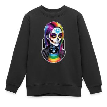Halloween - Rock & Regenbogen - Kinder Premium Organic Sweatshirt - Schwarz - Vorne - AI Model Kid Female (0cm)