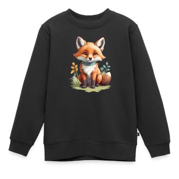 Mignon petit renard - Sweat Premium enfant bio - noir - Devant - AI Model Kid Female (0cm)