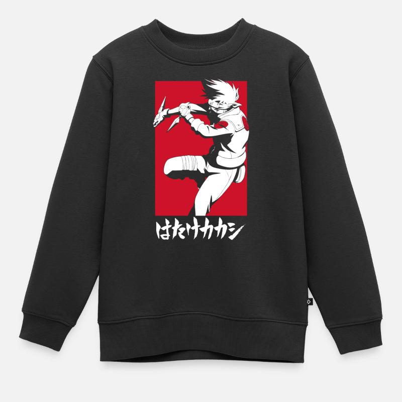 Naruto Shippuden Cooles Design Mit Kakashi - Kinder Premium Organic Sweatshirt - Schwarz