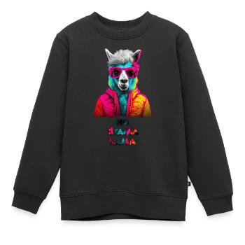 No drama lama / your alpaca - Kids Premium Organic Sweatshirt - black - Front - AI Model Kid Female (0cm)