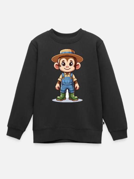 Mignon Singe Fermier - Sweat Premium enfant bio - noir