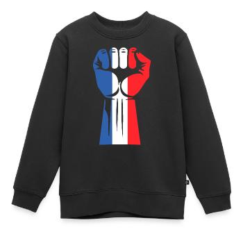 France patriote - Sweat Premium enfant bio - noir - Devant - AI Model Kid Female (0cm)