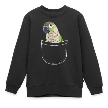 Molina Perruche Perroquet Perruche Oiseau Perruche - Sweat Premium enfant bio - noir - Devant - AI Model Kid Female (0cm)