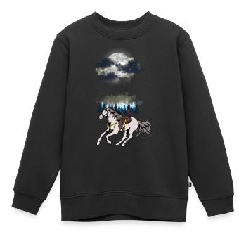 Wilder Westen Westernpferd Pferde Pferd Gaul Natur - Kinder Premium Organic Sweatshirt - Schwarz - Vorne - AI Model Kid Female (0cm)
