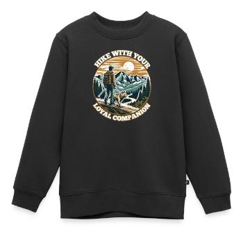 WANDERN SIE MIT IHREM TREUEN BEGLEITER - Kinder Premium Organic Sweatshirt - Schwarz - Vorne - AI Model Kid Female (0cm)