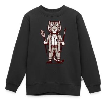 Cute Tiger Artist - Kinder Premium Organic Sweatshirt - Schwarz - Vorne - AI Model Kid Female (0cm)