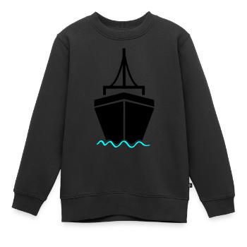 schiff 2 - Kinder Premium Organic Sweatshirt - Schwarz - Vorne - AI Model Kid Female (0cm)