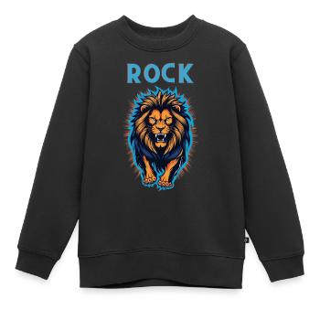 Rock Löwe - Kinder Premium Organic Sweatshirt - Schwarz - Vorne - AI Model Kid Female (0cm)