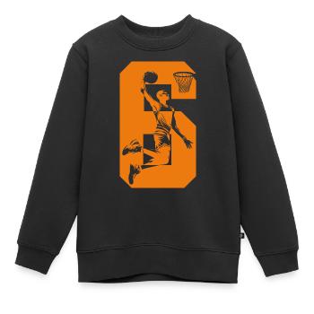 NUMMER 6 BASKETBALL 6. GEBURTSTAG - Kinder Premium Organic Sweatshirt - Schwarz - Vorne - AI Model Kid Female (0cm)