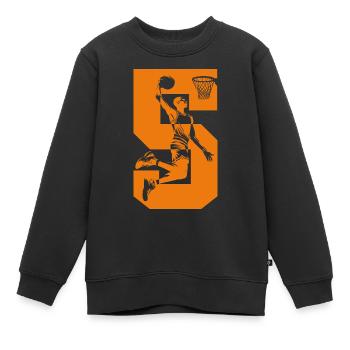 NUMMER 5 BASKETBALL 5. GEBURTSTAG - Kinder Premium Organic Sweatshirt - Schwarz - Vorne - AI Model Kid Female (0cm)