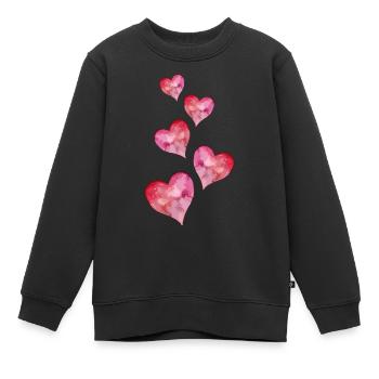 Coeurs Aquarelles - Sweat Premium enfant bio - noir - Devant - AI Model Kid Female (0cm)