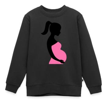 Schwangere Silhouette - Kinder Premium Organic Sweatshirt - Schwarz - Vorne - AI Model Kid Female (0cm)