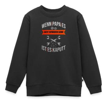 Papa Réparateur Fête des Pères Papa Papa Amélioration de l’Habitat - Sweat Premium enfant bio - noir - Devant - AI Model Kid Female (0cm)