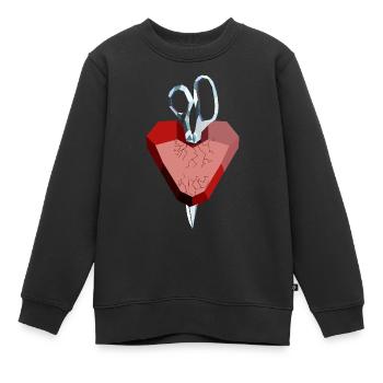 Gebrochenes Herz aus Rubin und Diamant - Kinder Premium Organic Sweatshirt - Schwarz - Vorne - AI Model Kid Female (0cm)