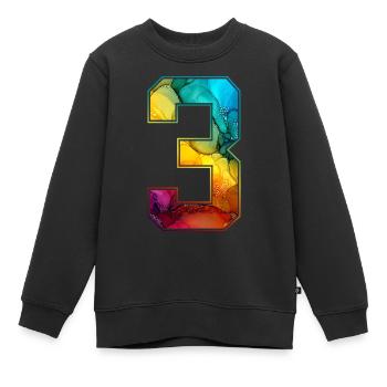 NR. 3 NUMMER 3 COLLEGE 3. GEBURTSTAG - Kinder Premium Organic Sweatshirt - Schwarz - Vorne - AI Model Kid Female (0cm)