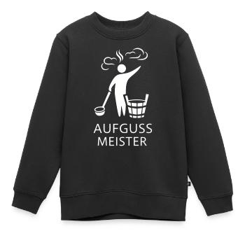 Sauna Aufguss Meister Fächer Piktogramm Minimalist - Kinder Premium Organic Sweatshirt - Schwarz - Vorne - AI Model Kid Female (0cm)