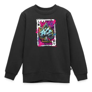 As de pique - Sweat Premium enfant bio - noir - Devant - AI Model Kid Female (0cm)
