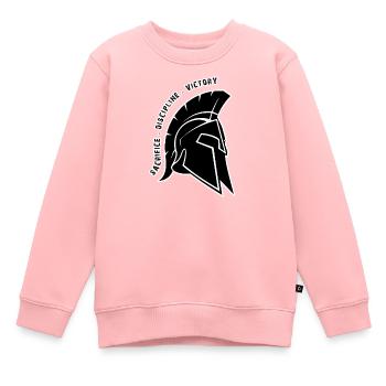 Casque Spartan Victoire Épique - Sweat Premium enfant bio - rose - Devant - AI Model Kid Female (0cm)