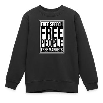 Free Speech Markets People Libertär Freiheit Logo - Kinder Premium Organic Sweatshirt - Schwarz - Vorne - AI Model Kid Female (0cm)