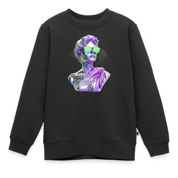 Vaporwave Statue Neonbrille - Kinder Premium Organic Sweatshirt - Schwarz - Vorne - AI Model Kid Female (0cm)