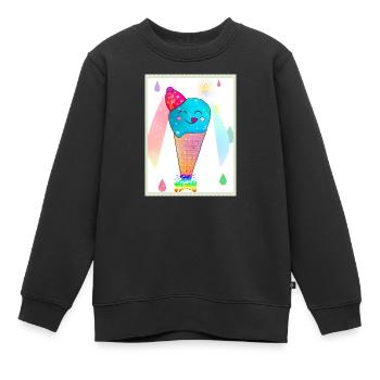 Kunterbunte Kawaii-Eiscreme - Kinder Premium Organic Sweatshirt - Schwarz - Vorne - AI Model Kid Female (0cm)