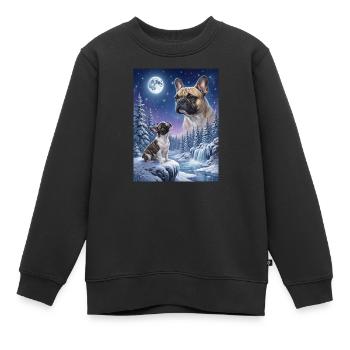 Hurlant au chien de la lune Bouledogue français - Sweat Premium enfant bio - noir - Devant - AI Model Kid Female (0cm)
