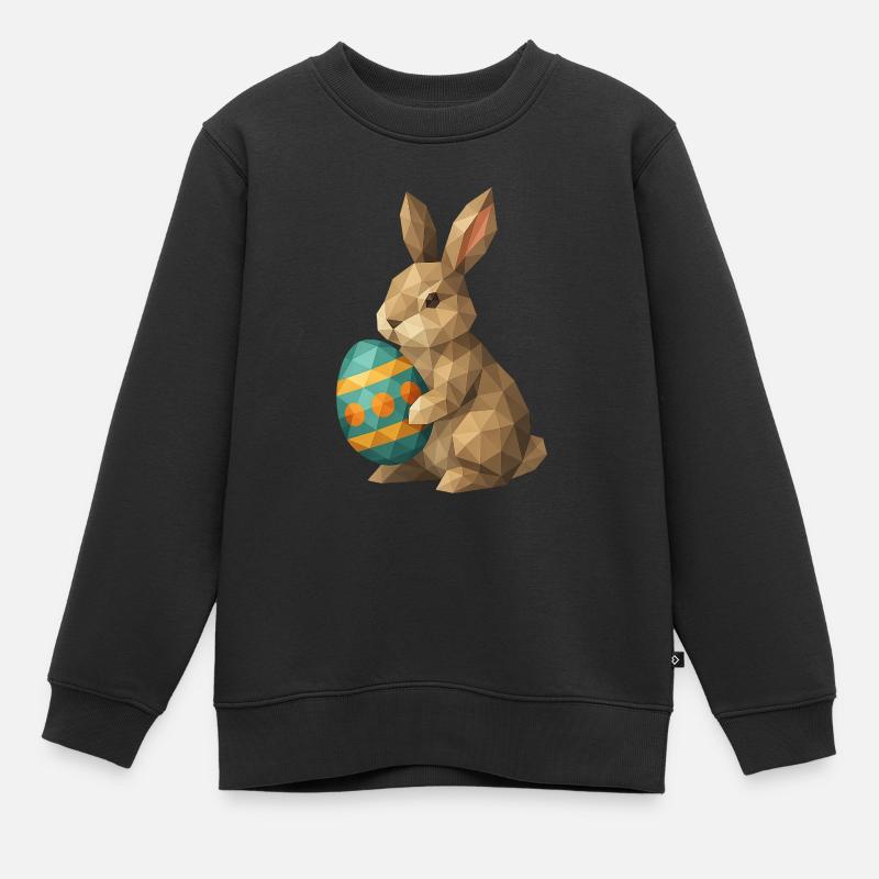 Lapin de Pâques géométrique - Sweat Premium enfant bio - noir