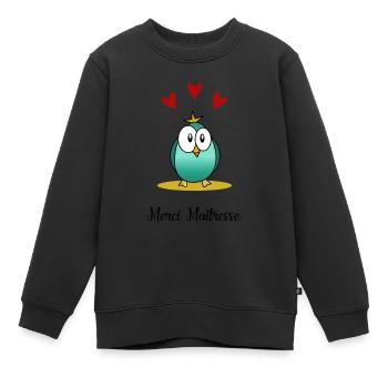 MAÎTRESSE. MERCI. MERCI MAÎTRESSE. - Sweat Premium enfant bio - noir - Devant - AI Model Kid Female (0cm)