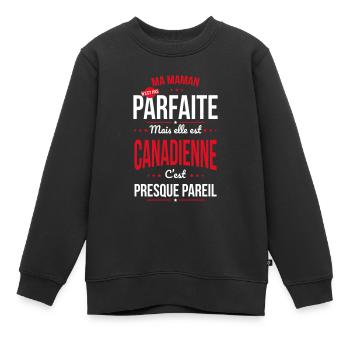 Ma maman n'est pas parfaite - Canadienne - Sweat Premium enfant bio - noir - Devant - AI Model Kid Female (0cm)