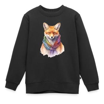 Fuchs mit Schal - Kinder Premium Organic Sweatshirt - Schwarz - Vorne - AI Model Kid Female (0cm)