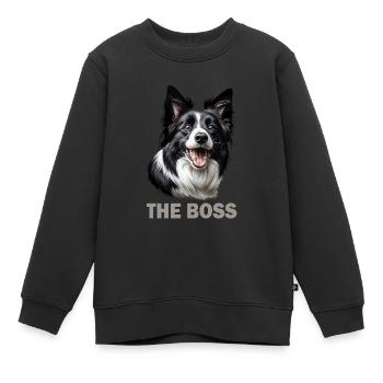 Border collie chien de race - Sweat Premium enfant bio - noir - Devant - AI Model Kid Female (0cm)