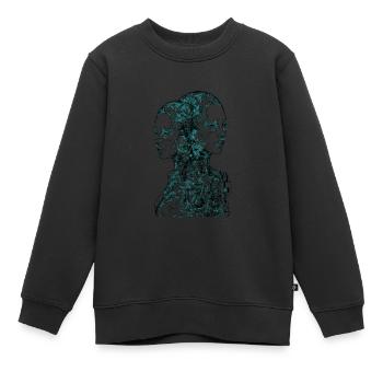 Deux cyborgs futuristes féminins - Sweat Premium enfant bio - noir - Devant - AI Model Kid Female (0cm)