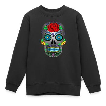 Mexikanische Totenmaske - Kinder Premium Organic Sweatshirt - Schwarz - Vorne - AI Model Kid Female (0cm)