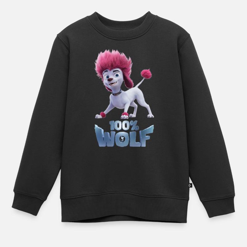 100% Wolf Freddy verspielt - Kinder Premium Organic Sweatshirt - Schwarz